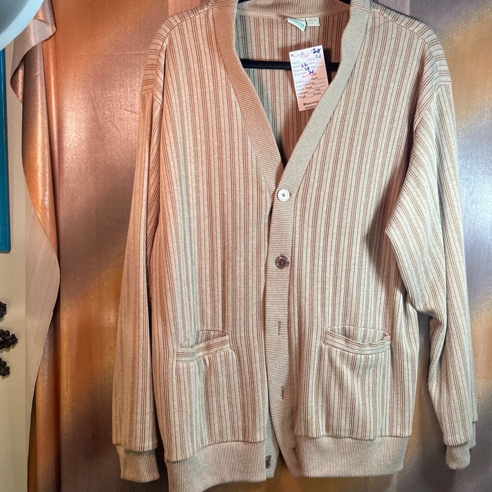 MEN’S‎ Large Haband cárdigan. Taupe. 44” chest 123